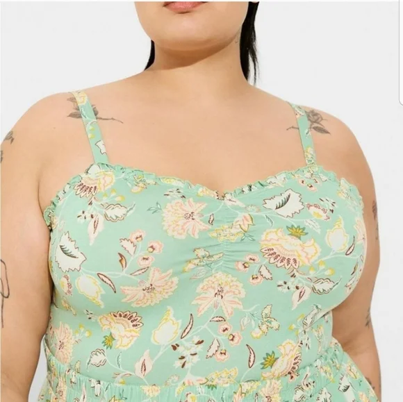 Torrid Sweatheart Ruched Babydoll Sleeveless Top In Hemlock Greet Size 4x - Picture 3 of 14